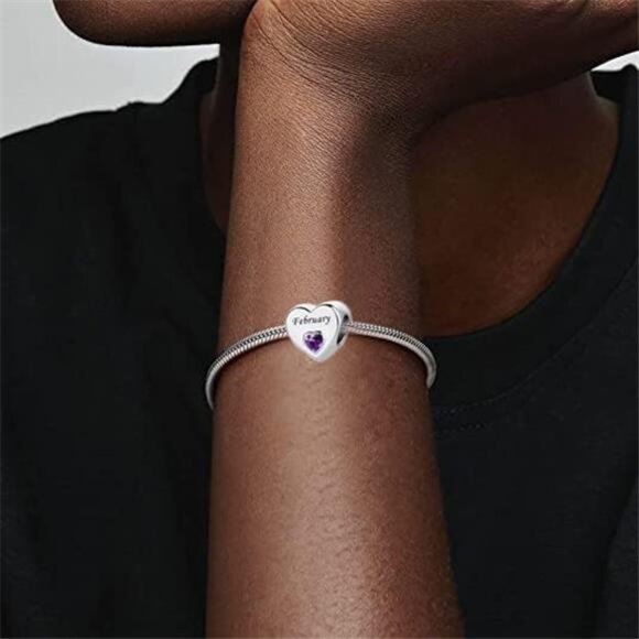 Birthstone Charm Bracelet Necklace November Topaz Crystal Heart Jewelry Gift - Picture 5 of 8